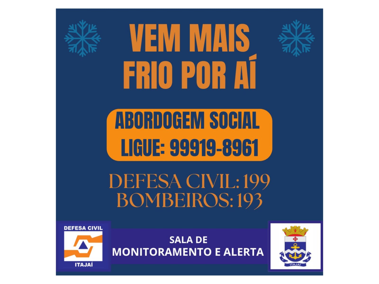 Previsão de frio intenso em Itajaí e região no fim de semana Previsão de frio intenso em Itajaí e região no fim de semana