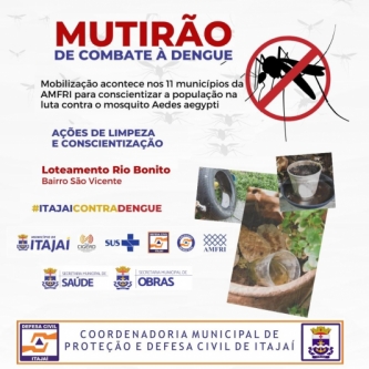 Defesa Civil de Itajaí participa do Mutirão de limpeza e conscientização sobre a dengue 