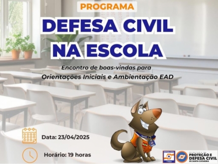 Lançamento do Defesa Civil na Escola terá encontro virtual para educadores