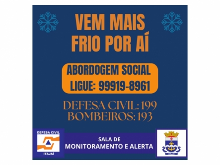 Previsão de frio intenso em Itajaí e região no fim de semana 
